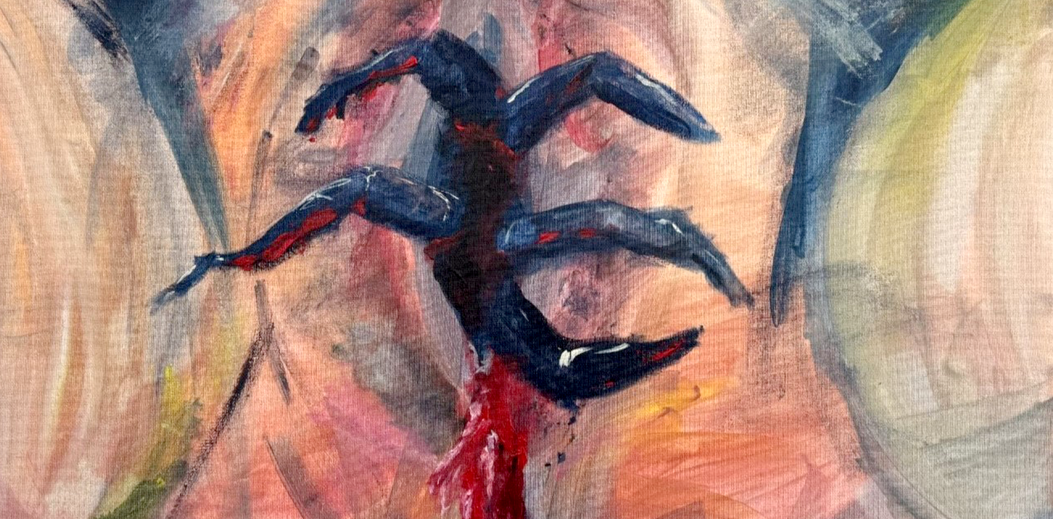 painting of a monster crawling out of a vagina